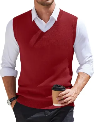 Mens 2025 Vest V Neck Sleeveless Knit Pullover Sweater Vest Casual Business Work Slim Fit Lightweight Coat Tops