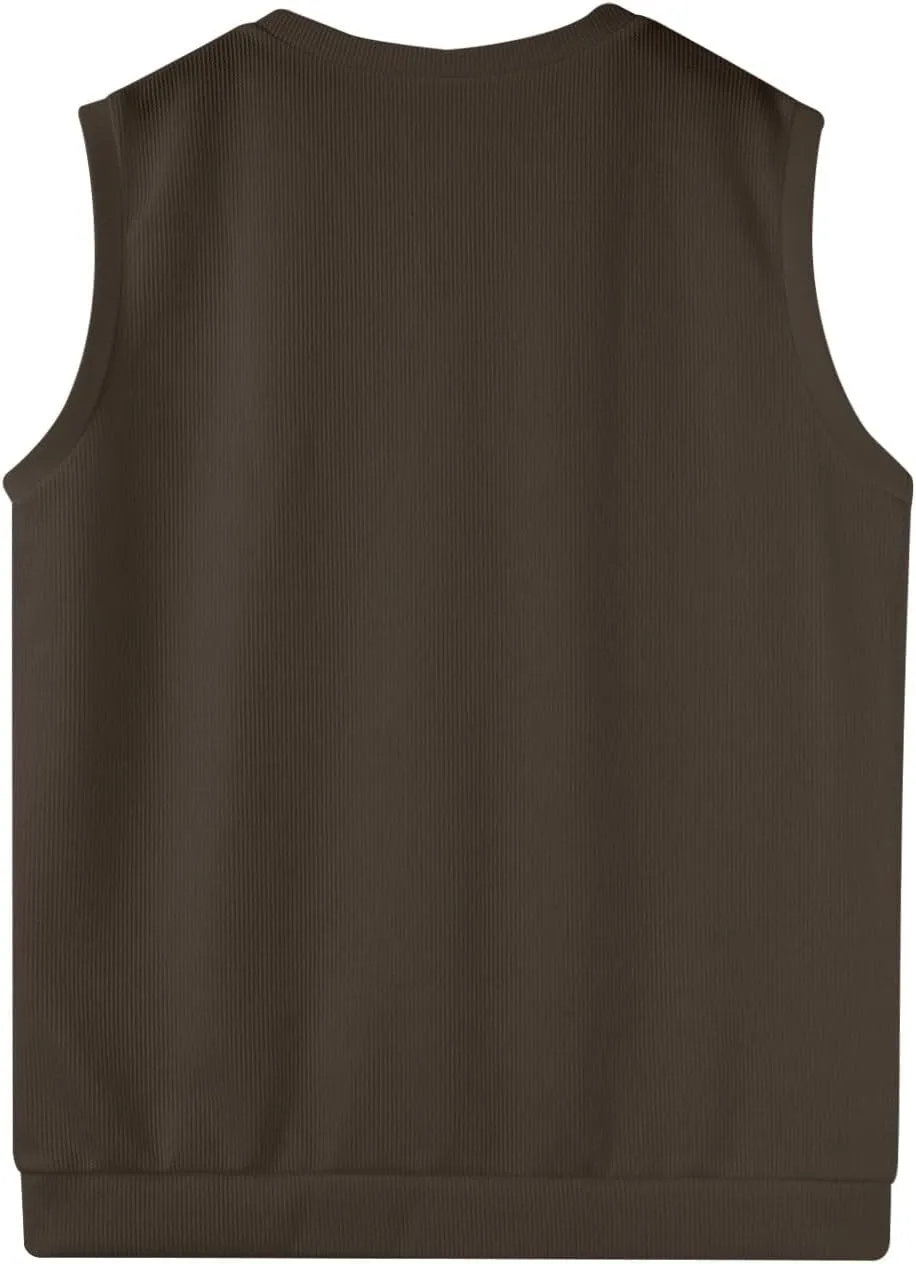 Mens 2025 Vest V Neck Sleeveless Knit Pullover Sweater Vest Casual Business Work Slim Fit Lightweight Coat Tops