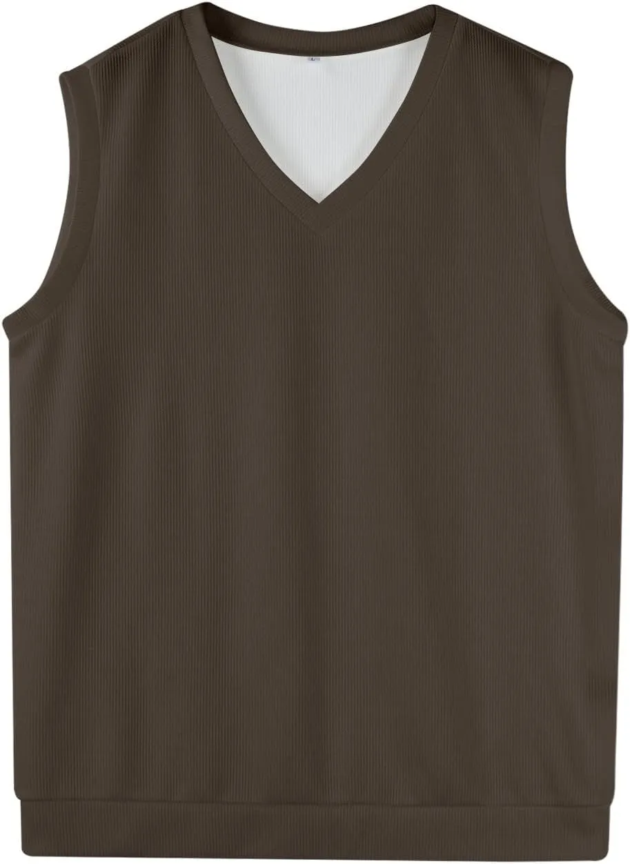 Mens 2025 Vest V Neck Sleeveless Knit Pullover Sweater Vest Casual Business Work Slim Fit Lightweight Coat Tops