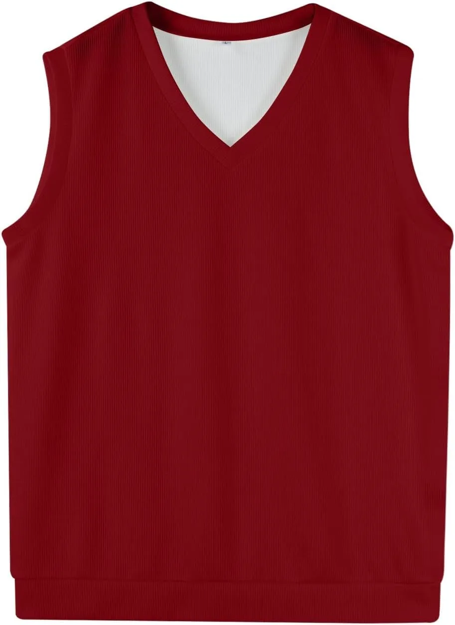 Mens 2025 Vest V Neck Sleeveless Knit Pullover Sweater Vest Casual Business Work Slim Fit Lightweight Coat Tops