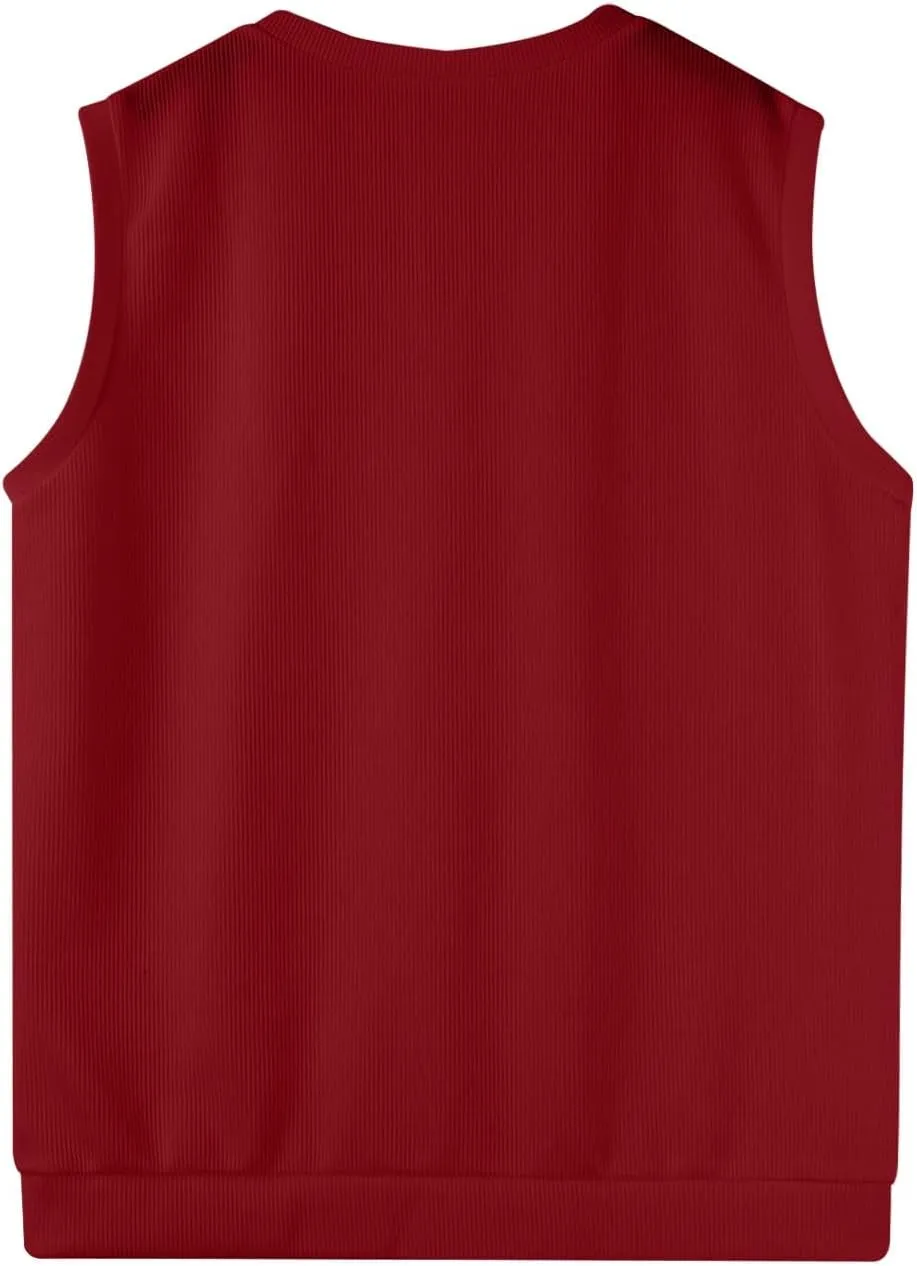Mens 2025 Vest V Neck Sleeveless Knit Pullover Sweater Vest Casual Business Work Slim Fit Lightweight Coat Tops