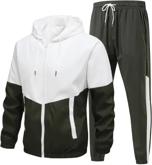 Men's Athleisure Jacket Suit 2PCs Tracksuit for Couple Woman & Men Color Block Fall and Winter Fashion Sports Outfits