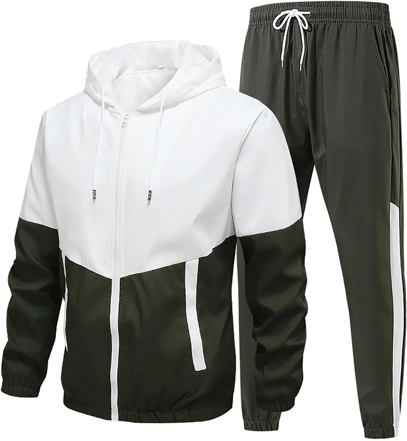 Men's Athleisure Jacket Suit 2PCs Tracksuit for Couple Woman & Men Color Block Fall and Winter Fashion Sports Outfits