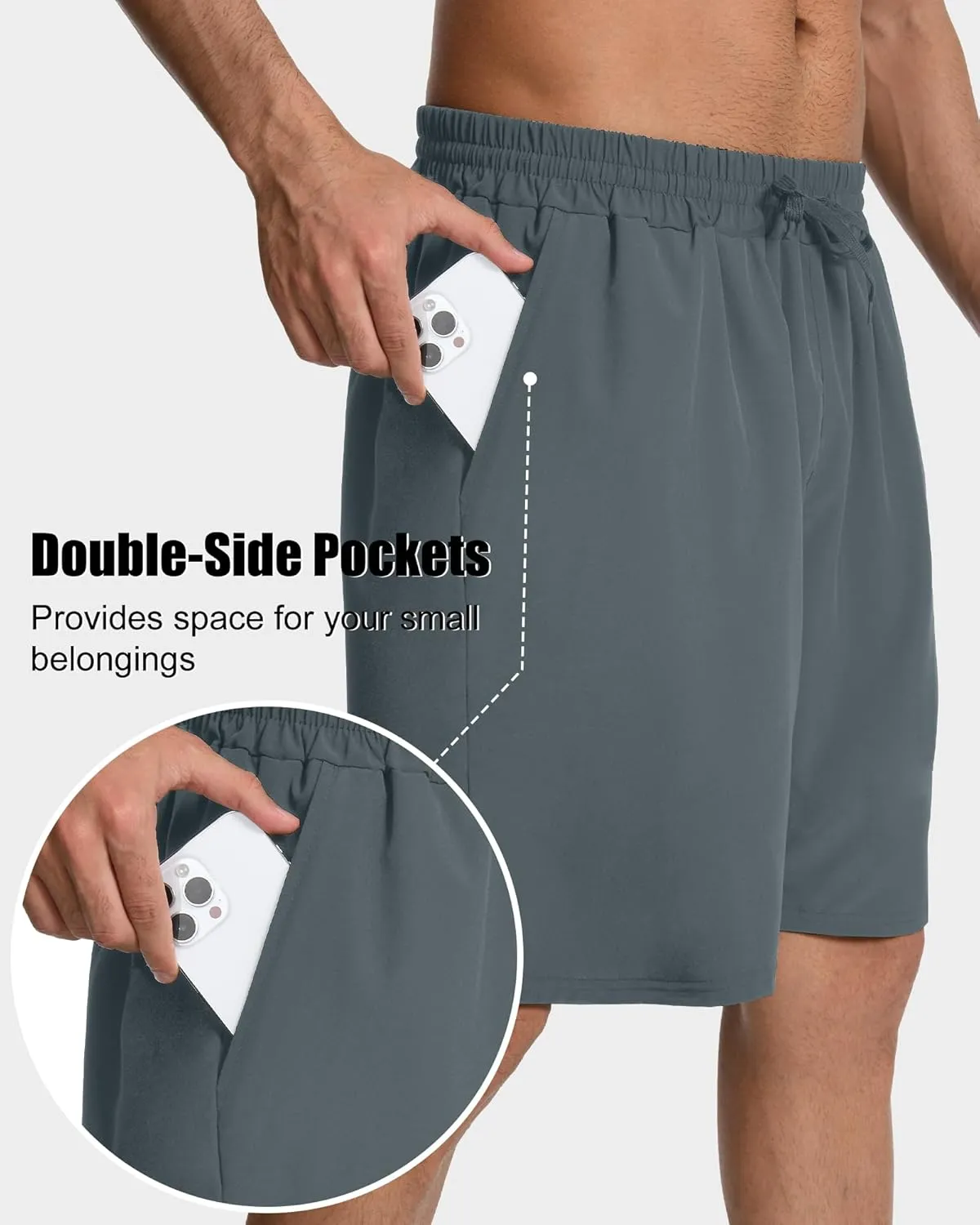 Mens' Athletic Running Shorts Casual Gym Athleisure Basics Moisture Wicking Workout Shorts with Pockets for Men
