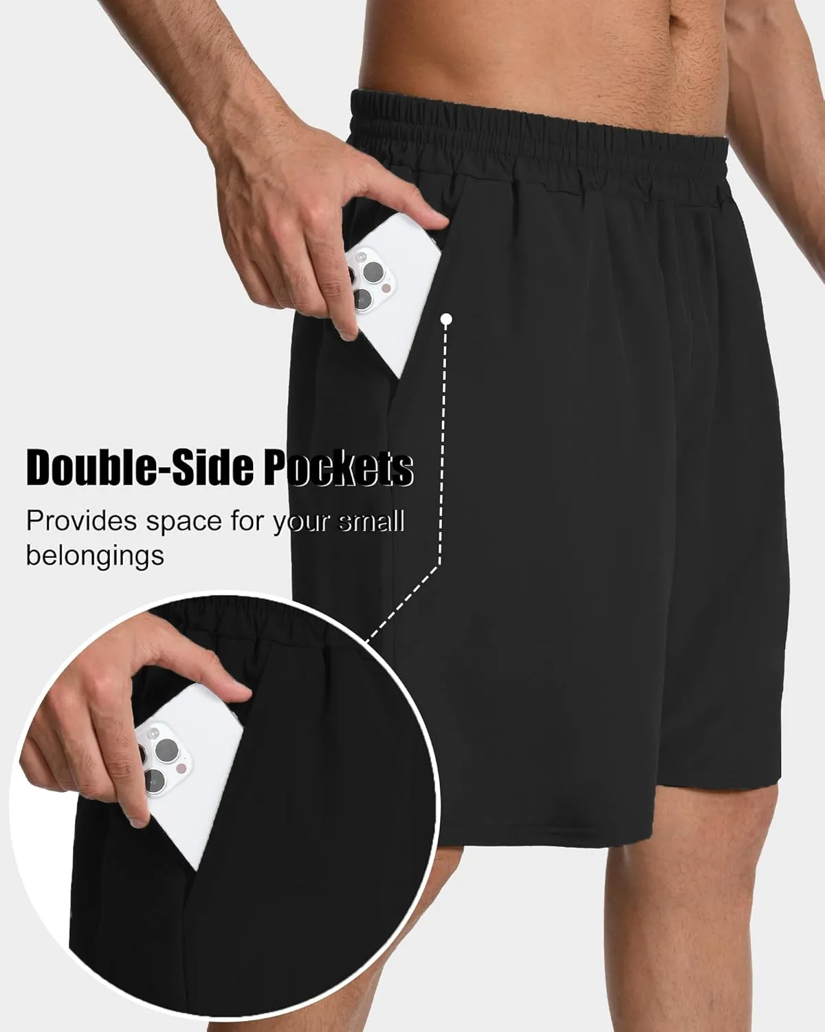 Mens' Athletic Running Shorts Casual Gym Athleisure Basics Moisture Wicking Workout Shorts with Pockets for Men