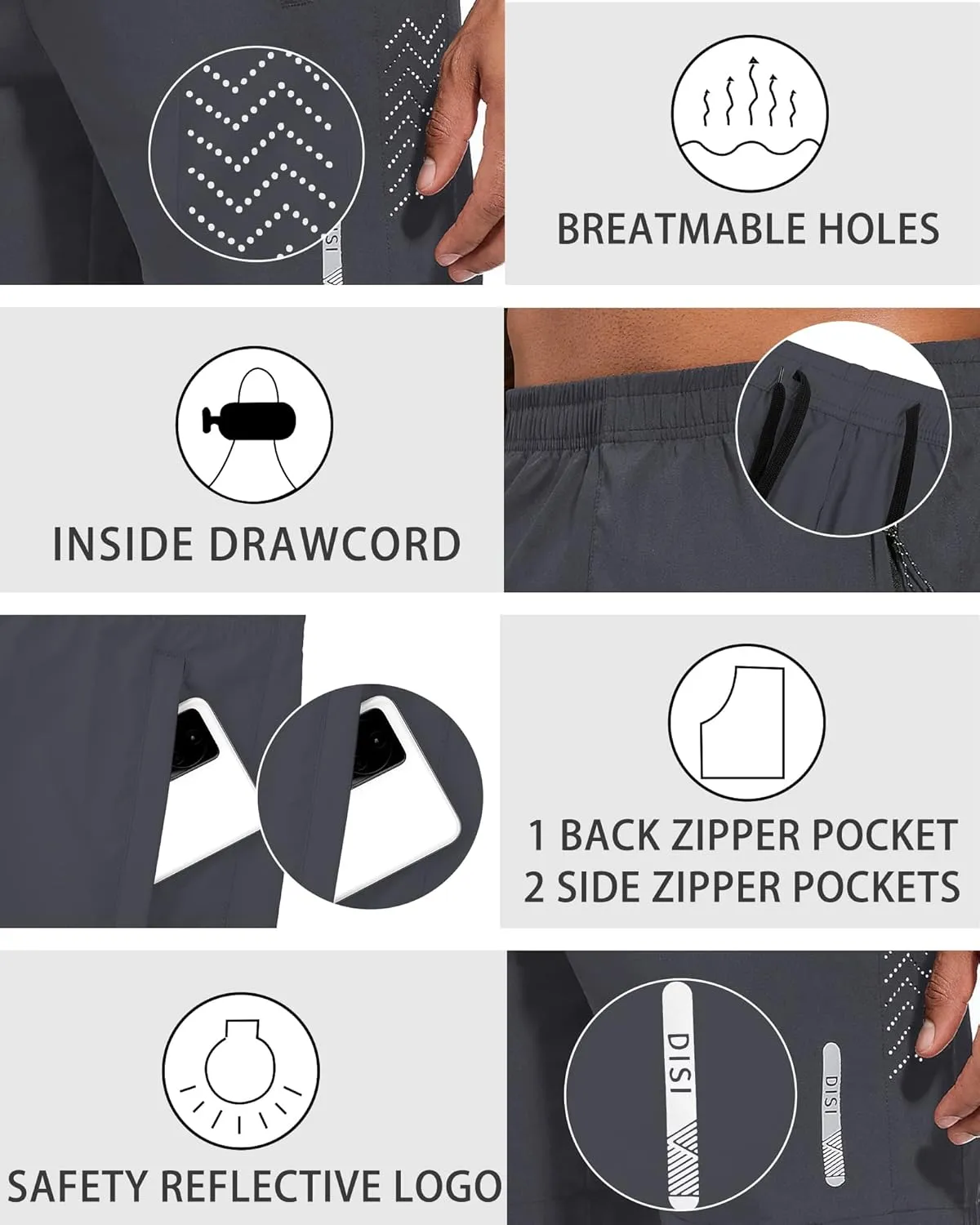 Mens Athletic Shorts 7 Inch Quick Dry Running Sports Shorts Lightweight Workout Gym Shorts Elastic Waist Shorts with Pockets