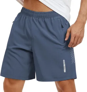 Mens Athletic Shorts 7 Inch Quick Dry Running Sports Shorts Lightweight Workout Gym Shorts Elastic Waist Shorts with Pockets