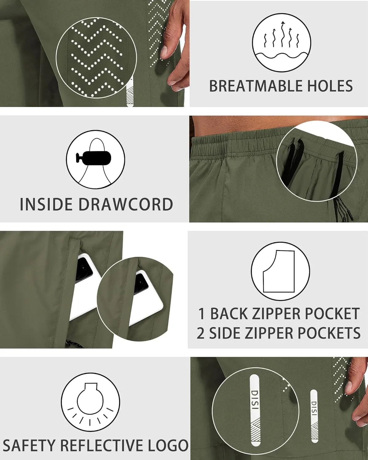 Mens Athletic Shorts 7 Inch Quick Dry Running Sports Shorts Lightweight Workout Gym Shorts Elastic Waist Shorts with Pockets