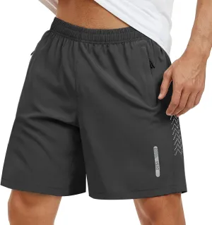 Mens Athletic Shorts 7 Inch Quick Dry Running Sports Shorts Lightweight Workout Gym Shorts Elastic Waist Shorts with Pockets