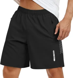 Mens Athletic Shorts 7 Inch Quick Dry Running Sports Shorts Lightweight Workout Gym Shorts Elastic Waist Shorts with Pockets