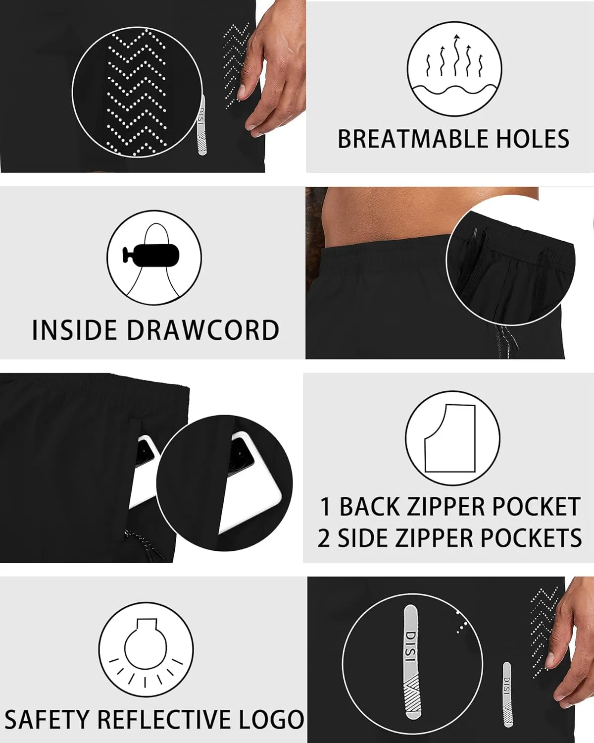 Mens Athletic Shorts 7 Inch Quick Dry Running Sports Shorts Lightweight Workout Gym Shorts Elastic Waist Shorts with Pockets