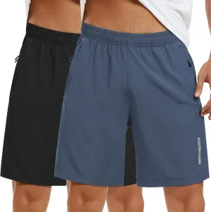 Mens Athletic Shorts 7 Inch Quick Dry Running Sports Shorts Lightweight Workout Gym Shorts Elastic Waist Shorts with Pockets