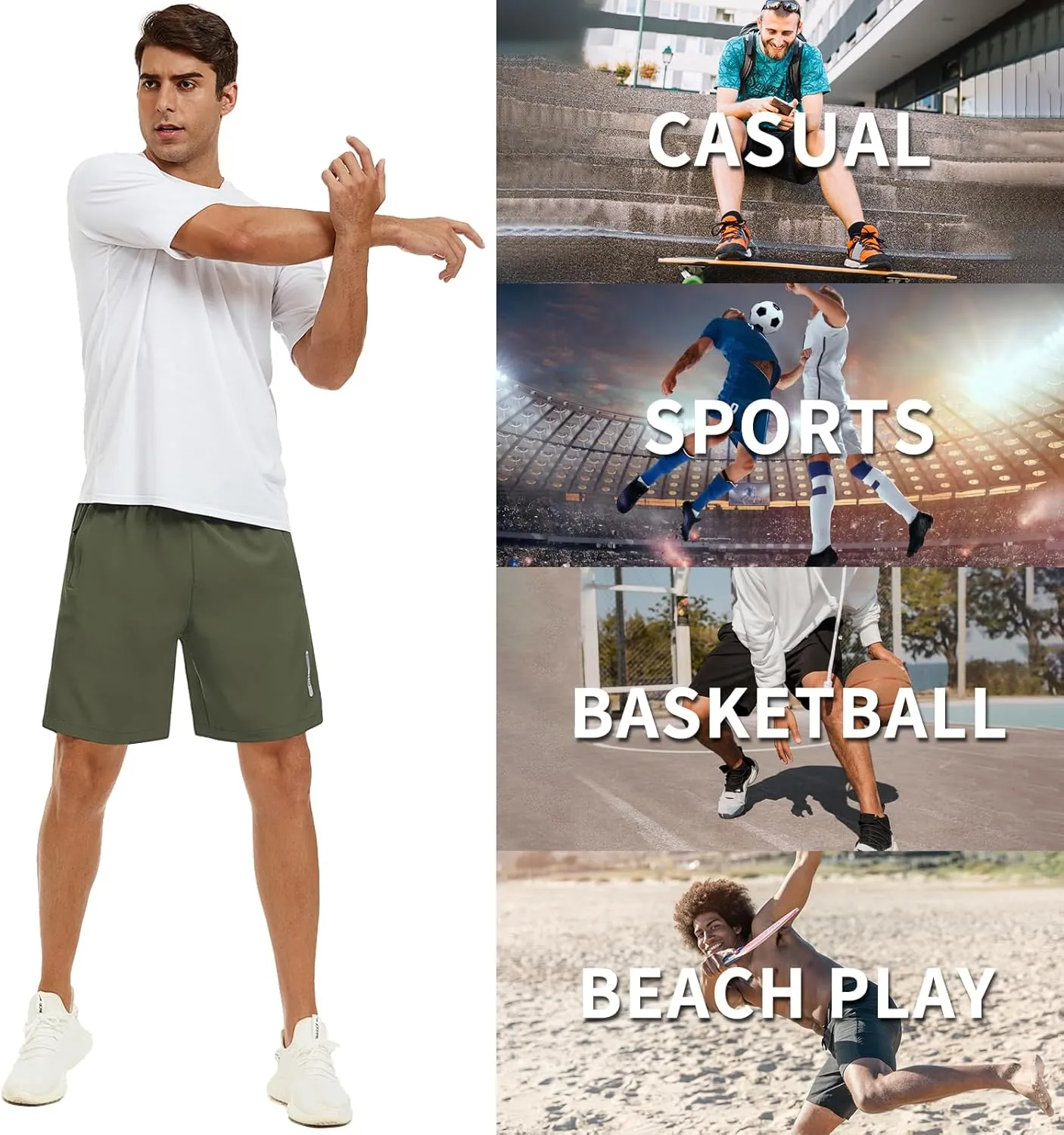 Mens Athletic Shorts 7 Inch Quick Dry Running Sports Shorts Lightweight Workout Gym Shorts Elastic Waist Shorts with Pockets