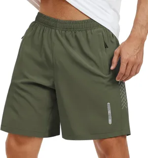 Mens Athletic Shorts 7 Inch Quick Dry Running Sports Shorts Lightweight Workout Gym Shorts Elastic Waist Shorts with Pockets