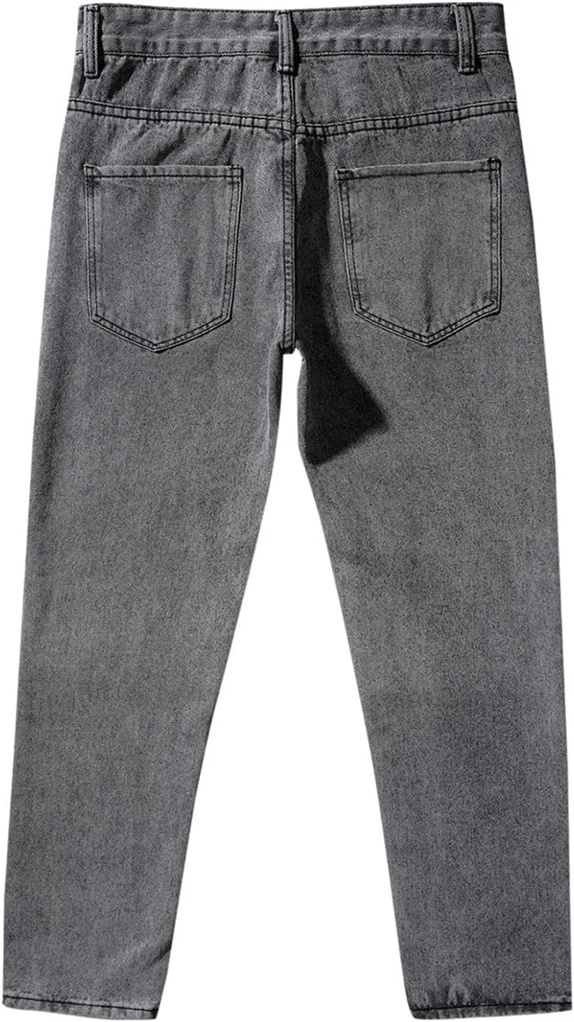 Mens Baggy Jeans Casual Wide Leg Jeans Loose Fit for Hip Hop Streetwear Straight Leg Denim Pants with Relaxed Fit