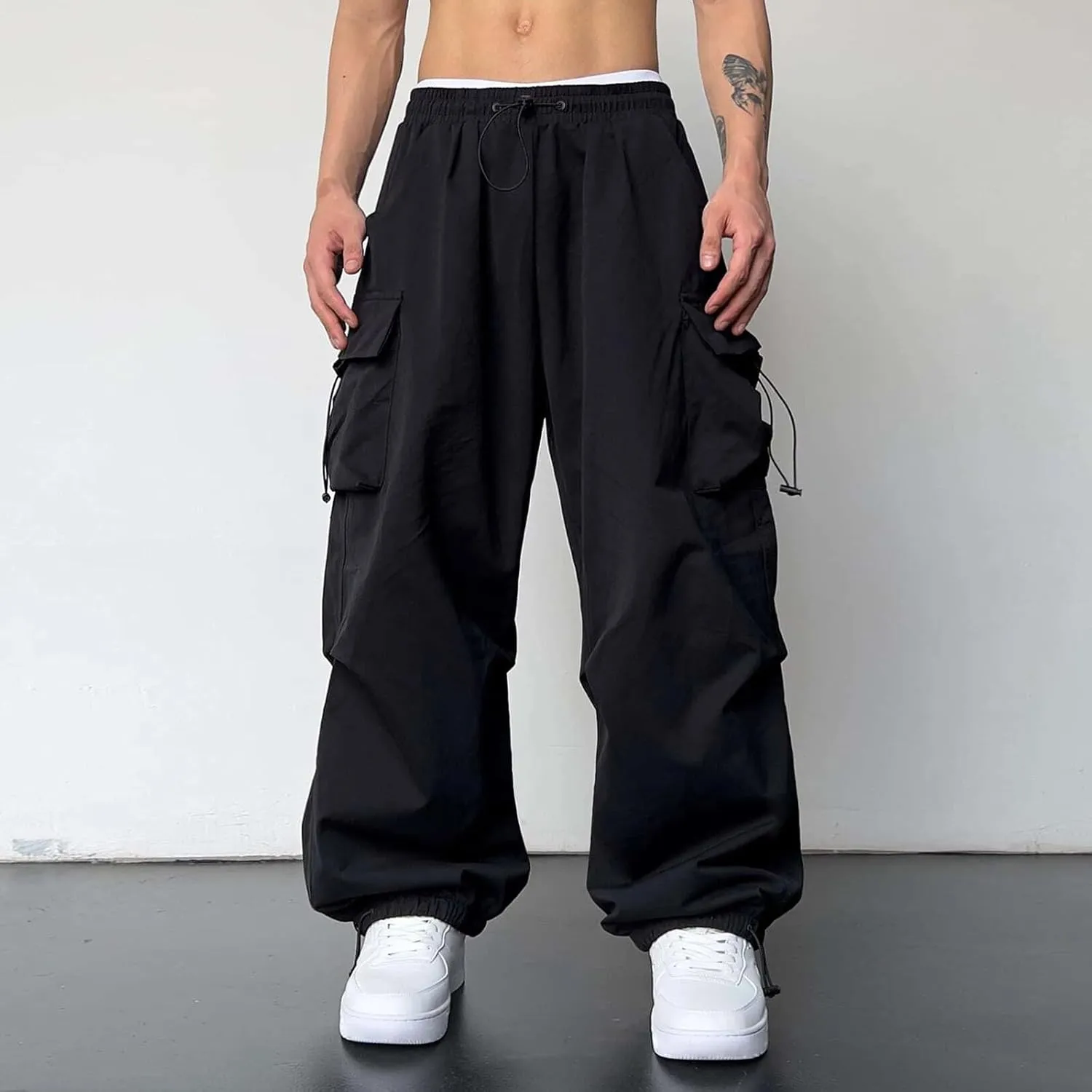 Mens Cargo Pants Casual Baggy Joggers Athletic Parachute Pant Loose Fit Sweatpants with Pockets Y2K Streetwear