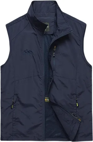 Men's Cargo Vests Outdoor Mesh Safari Fishing Travel Photo Work Vest Multi Pockets Breathable Waistcoat Jackets