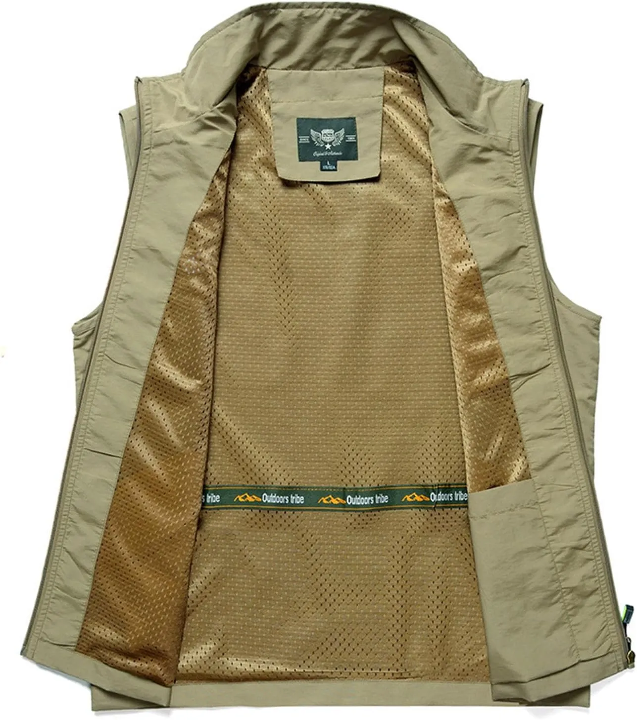 Men's Cargo Vests Outdoor Mesh Safari Fishing Travel Photo Work Vest Multi Pockets Breathable Waistcoat Jackets