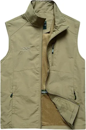 Men's Cargo Vests Outdoor Mesh Safari Fishing Travel Photo Work Vest Multi Pockets Breathable Waistcoat Jackets