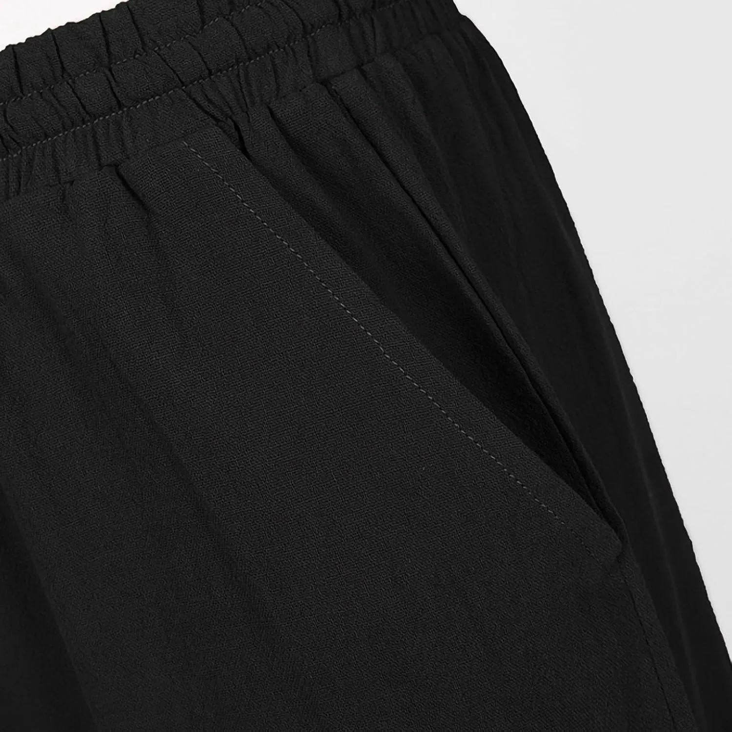 Men's Casual Pants Linen Pants Drawstring Beach Trousers Relaxed-Fit Yoga Pants Summer Elastic Waist Pants