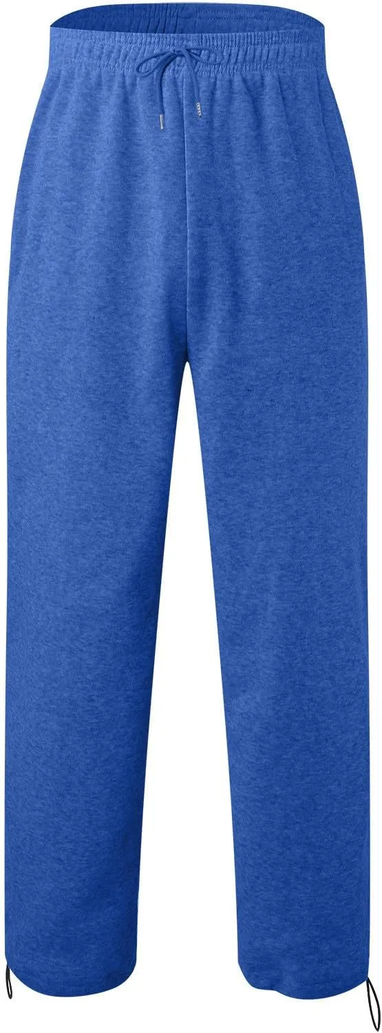 Men's Casual Pants Mens Athleisure and Fleece Bunched Feet Multi Pocket Cargo Pants Open Bottom Athletic Pants Black