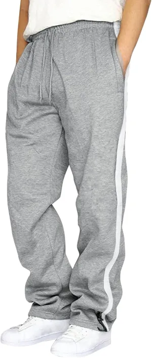 Men's Casual Pants Mens Athleisure and Fleece Bunched Feet Multi Pocket Cargo Pants Open Bottom Athletic Pants Black