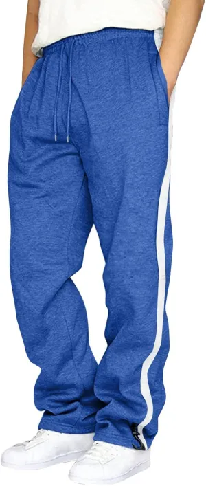 Men's Casual Pants Mens Athleisure and Fleece Bunched Feet Multi Pocket Cargo Pants Open Bottom Athletic Pants Black