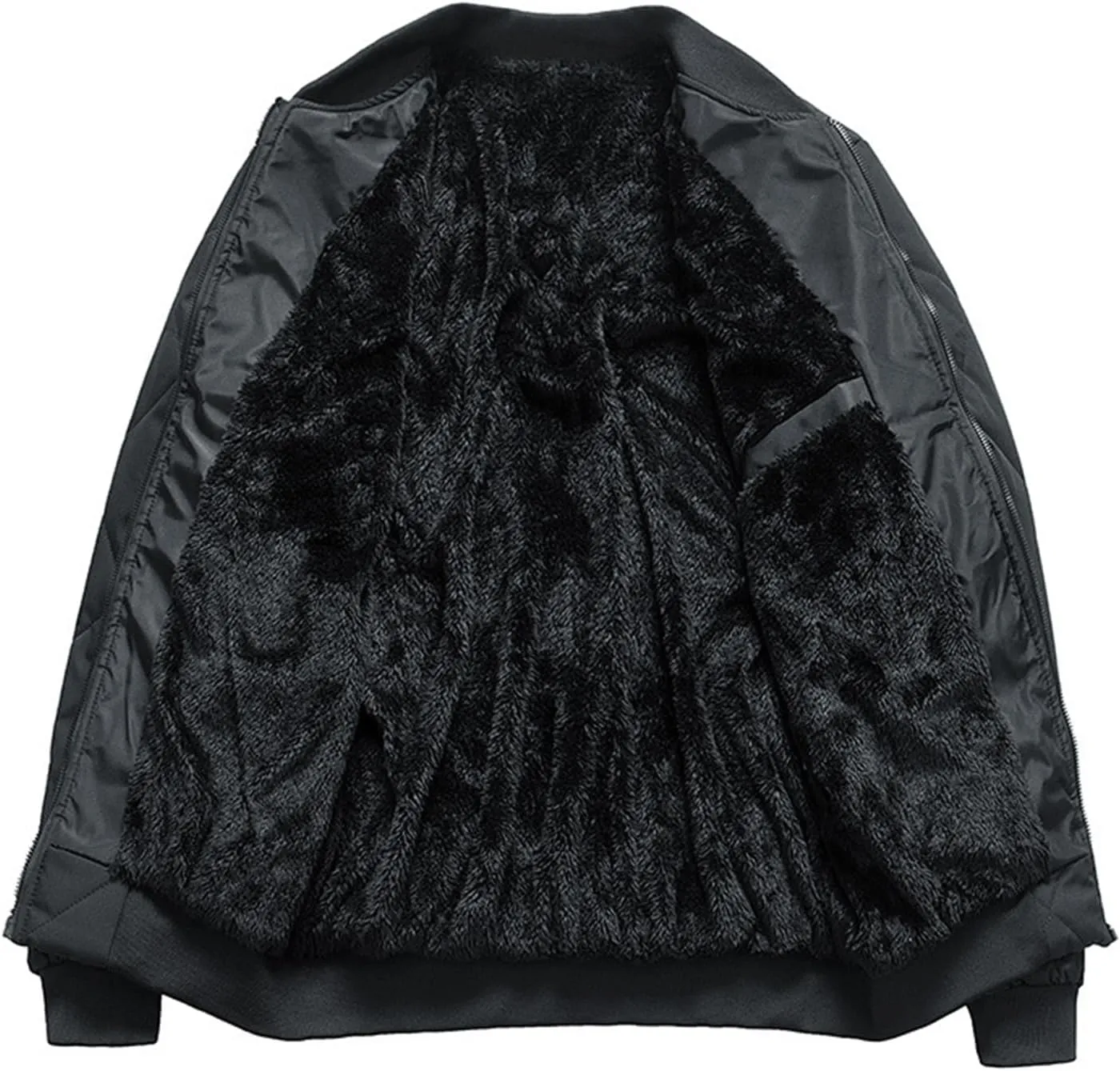 Men's Jacket Big & Tall Fleece-Lined Bomber Jacket Casual Fall Winter Warm Padded Coats Windproof Zip Up Coat Outwear