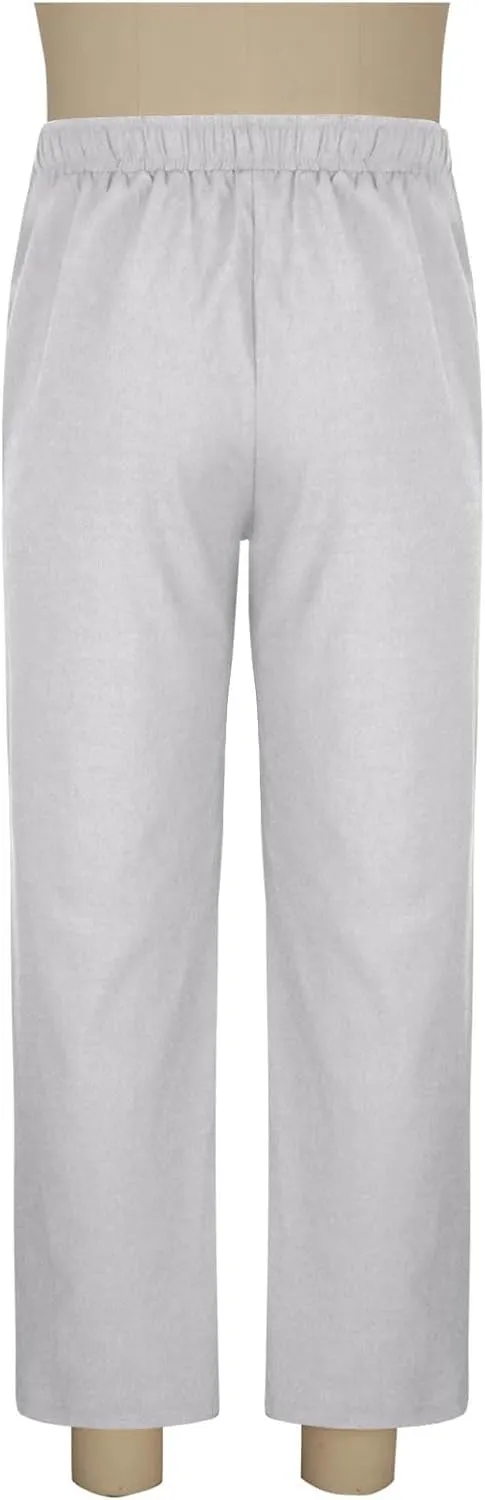 Mens Linen Pants Casual Pants Relaxed-Fit Beach Pants Summer Trousers Drawstring Elastic Waist Pants