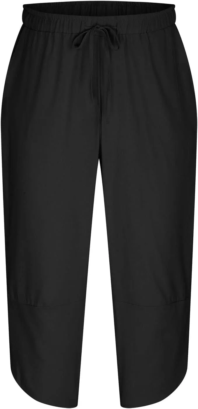 Mens Linen Pants Casual Pants Relaxed-Fit Beach Trousers Summer Yoga Pants Drawstring Elastic Waist Pants