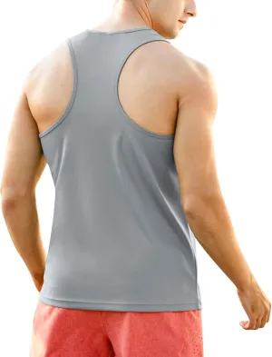 Men's Marathon Racerback Solid Color Crew Neck Sleeveless Tank Top Moisture Wicking Outdoor Basketball Training Stretch Vest