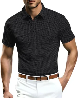 Men's Mesh Polo Shirt Short Sleeve Solid Color Lapel Henley Shirt Quick Dry Stretch Training Gym Camping Hiking Travel Top