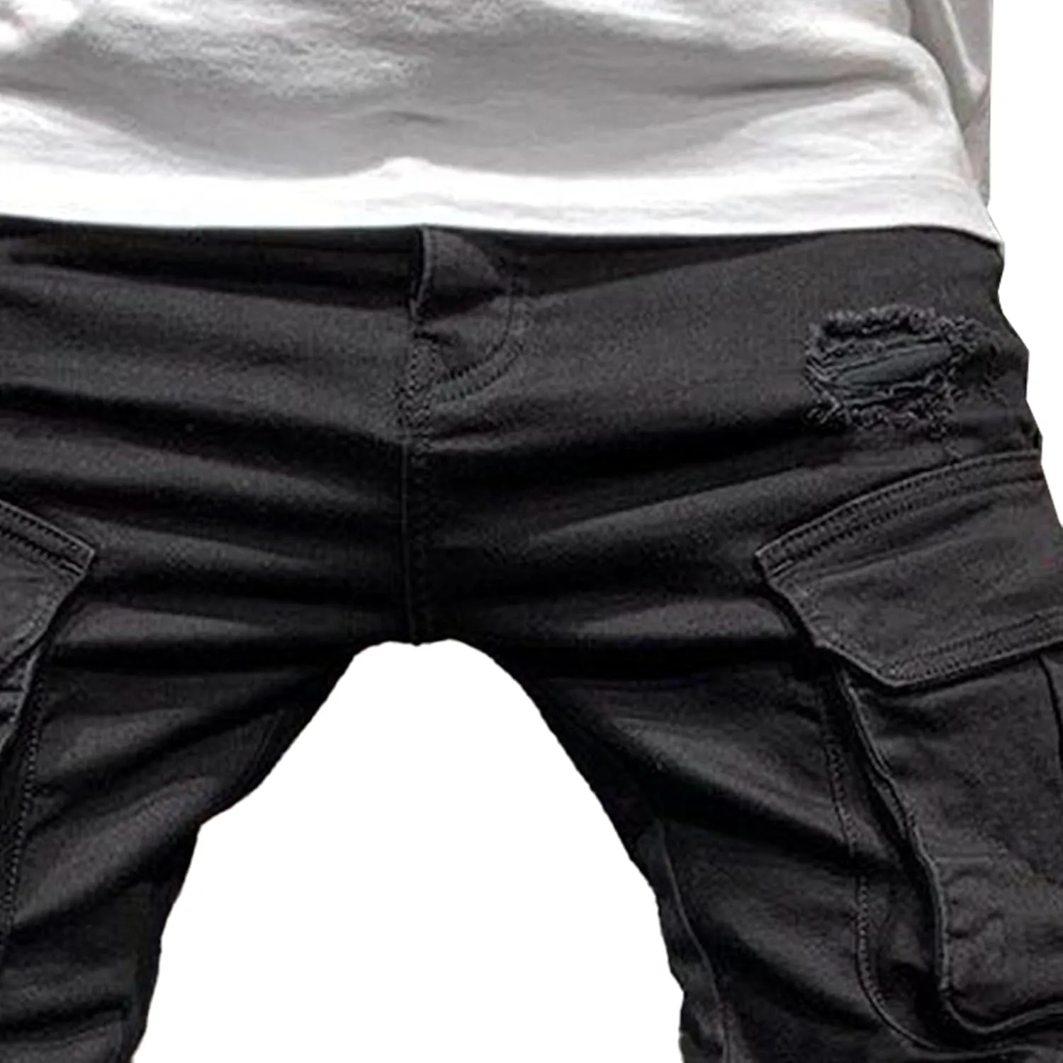 Men's Relaxed Fit Cargo Jeans Slim Fit Workwear Denim Pants Regular Ripped Comfort Flex Waist Jean