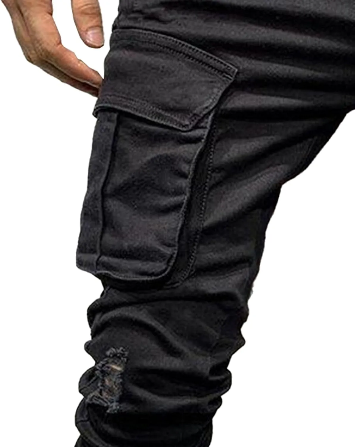 Men's Relaxed Fit Cargo Jeans Slim Fit Workwear Denim Pants Regular Ripped Comfort Flex Waist Jean