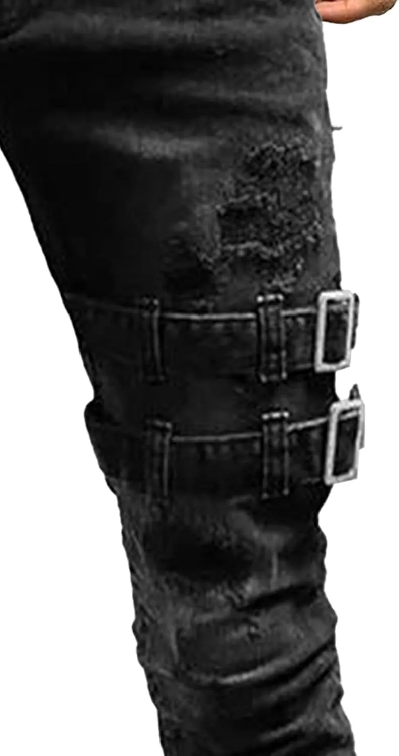 Men's Relaxed Fit Cargo Jeans Slim Fit Workwear Denim Pants Regular Ripped Comfort Flex Waist Jean