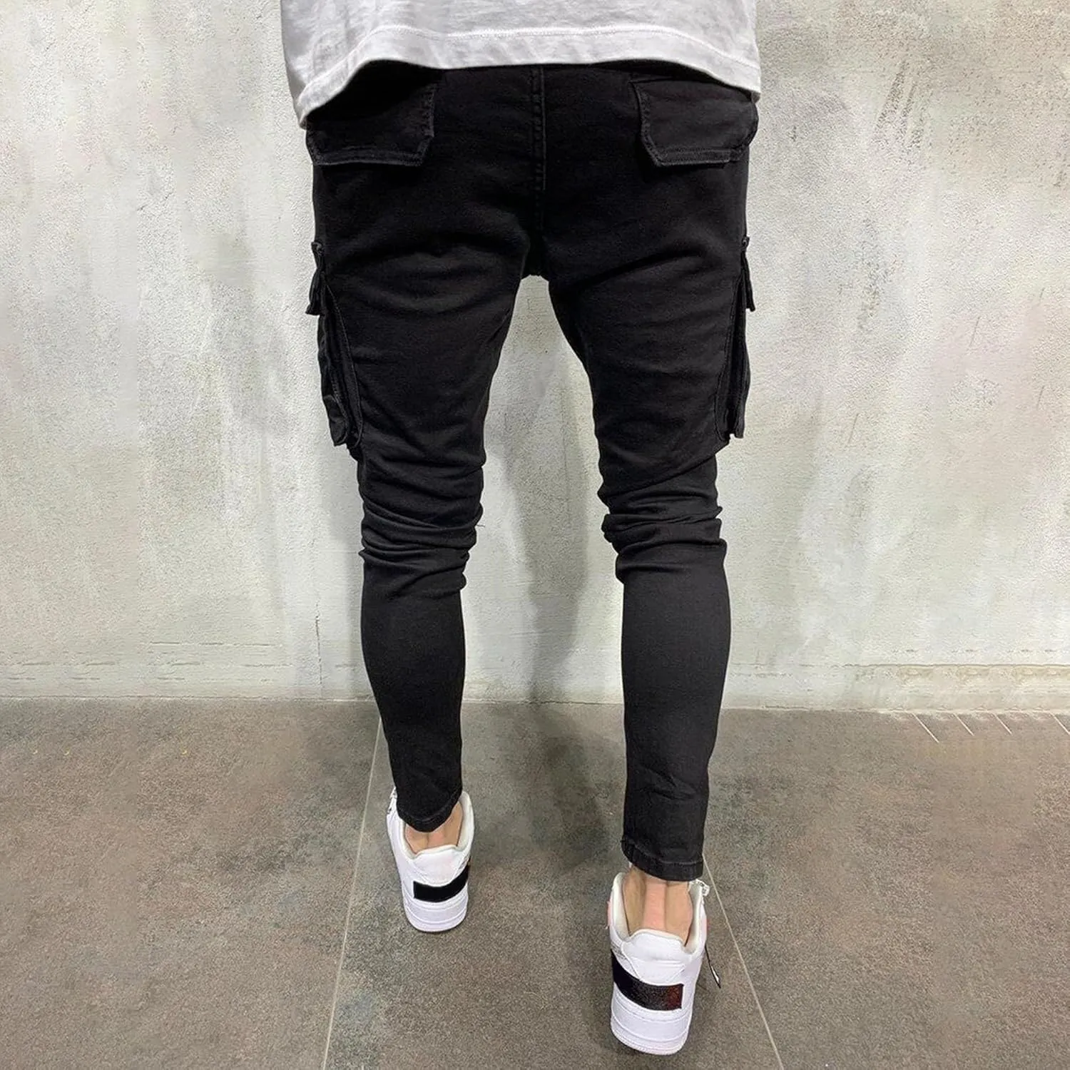 Men's Relaxed Fit Cargo Jeans Slim Fit Workwear Denim Pants Regular Ripped Comfort Flex Waist Jean