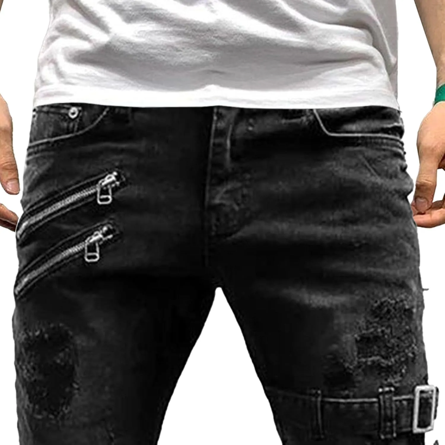 Men's Relaxed Fit Cargo Jeans Slim Fit Workwear Denim Pants Regular Ripped Comfort Flex Waist Jean