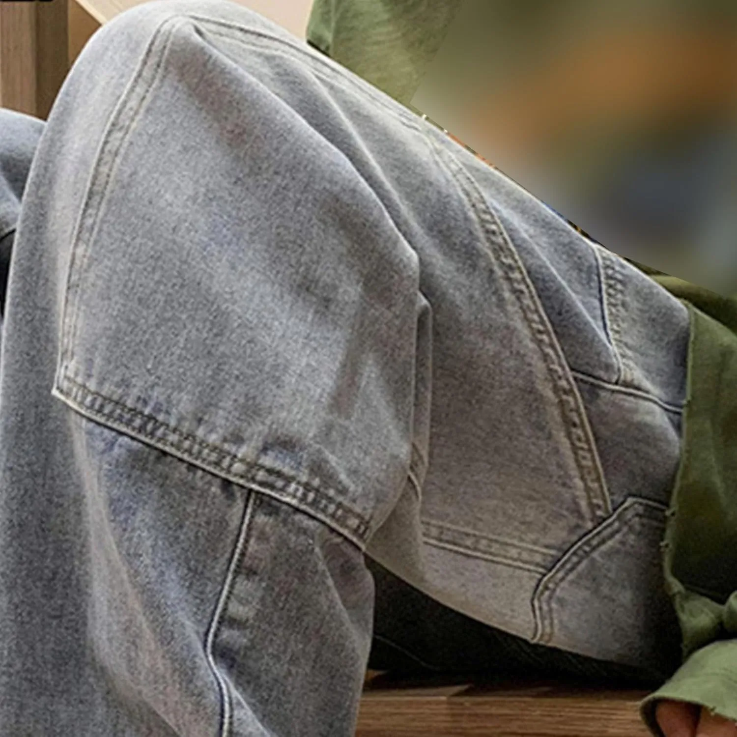 Mens Straight Fit Pocket Jeans Washed Streetwear Denim Pants Relaxed Fit Hip Hop Lightweight Jean