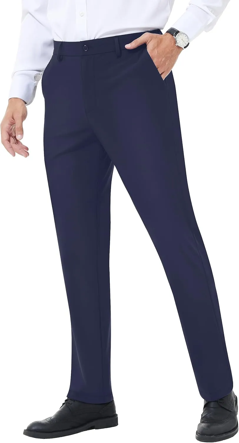 Mens Stretch Dress Pants Slim Fit Dress Pants for Men Expandable Waist Casual Dress Pants Athletic Golf Pants