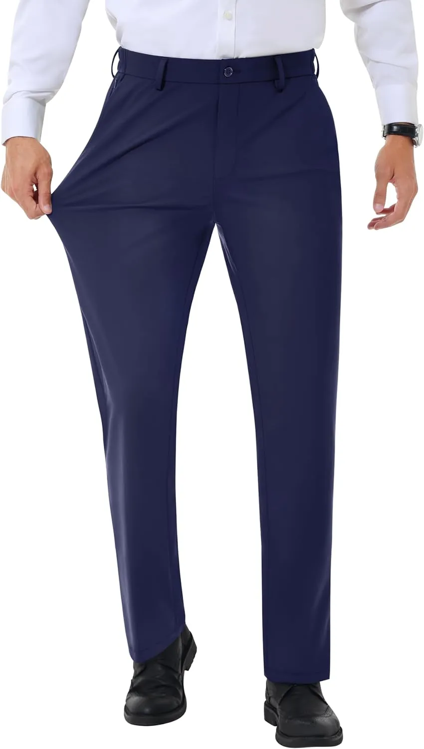 Mens Stretch Dress Pants Slim Fit Dress Pants for Men Expandable Waist Casual Dress Pants Athletic Golf Pants