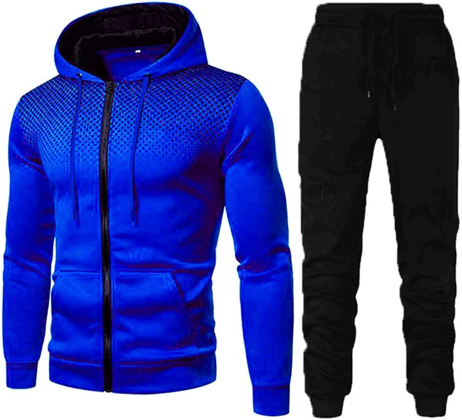 Men's Tracksuit 2 Pieces Long Sleeve Sets Zipper Sweater Pants Sports Sets Drawstring Zip Up Jackets Sudaderas para