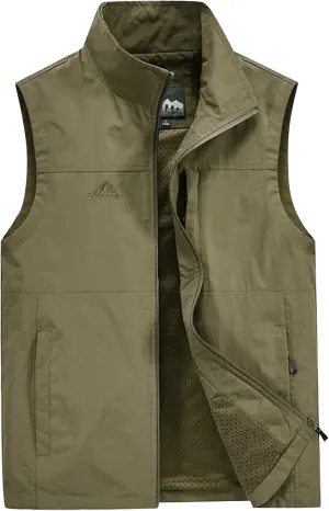 Men's Vests Lightweight Fashion Casual Solid Outdoor Quick-Drying Vest Jacket Tops Slim Fit, M-7XL