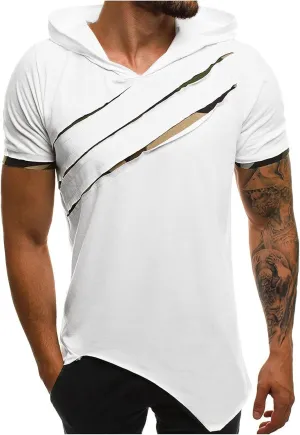 Mens Zip Up Hoodies Men's Pure Color Hoodie Sport Short Sleeve Shirt Top Blouse Zipper Hoodies XL
