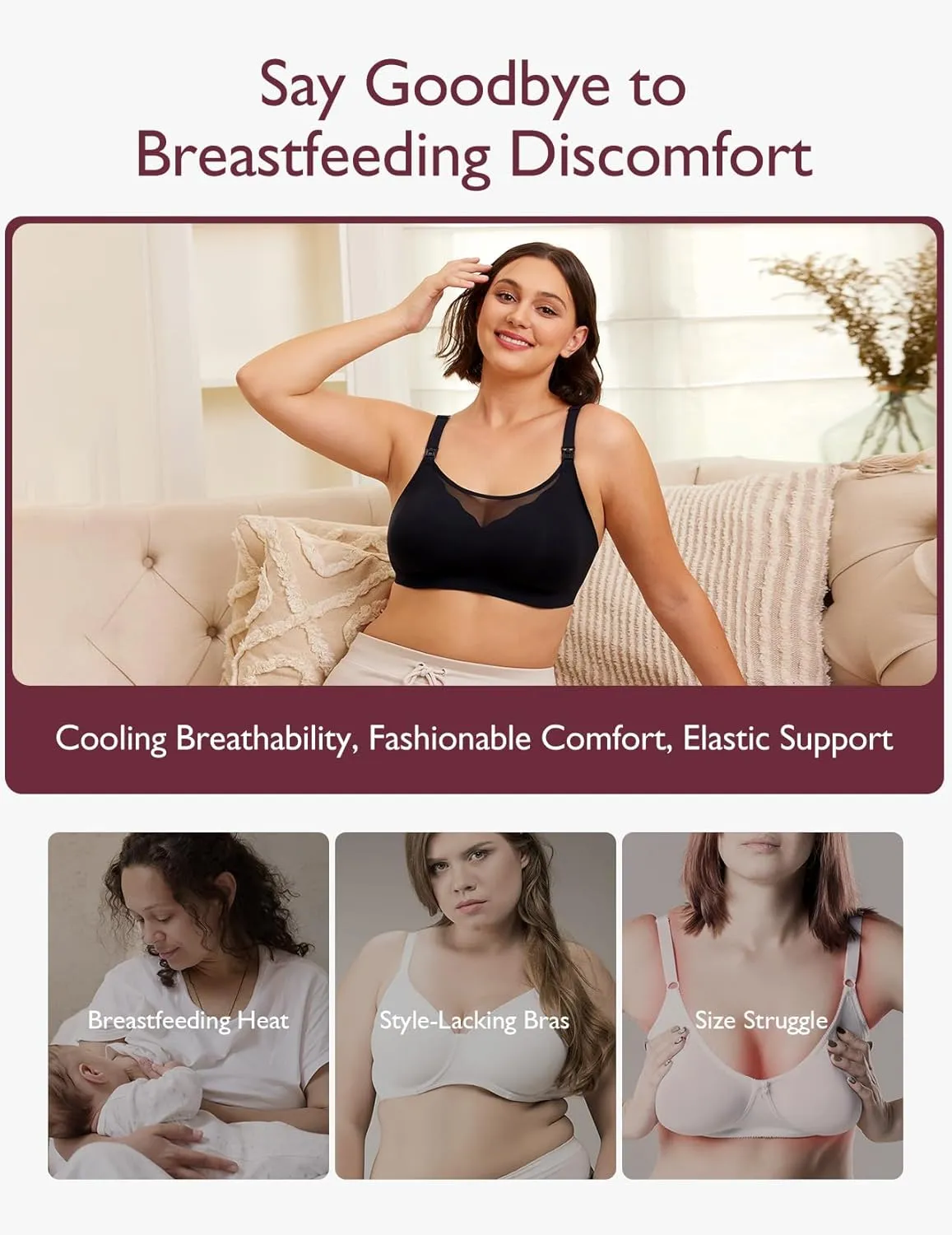 Momcozy Nursing Bras for Breastfeeding, Breathable Mesh Nursing Bras Comfort Maternity Bra Wireless Pregnancy Sleep Bra