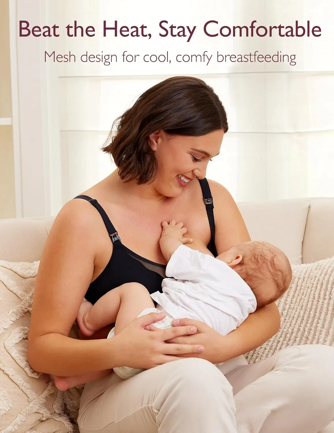 Momcozy Nursing Bras for Breastfeeding, Breathable Mesh Nursing Bras Comfort Maternity Bra Wireless Pregnancy Sleep Bra
