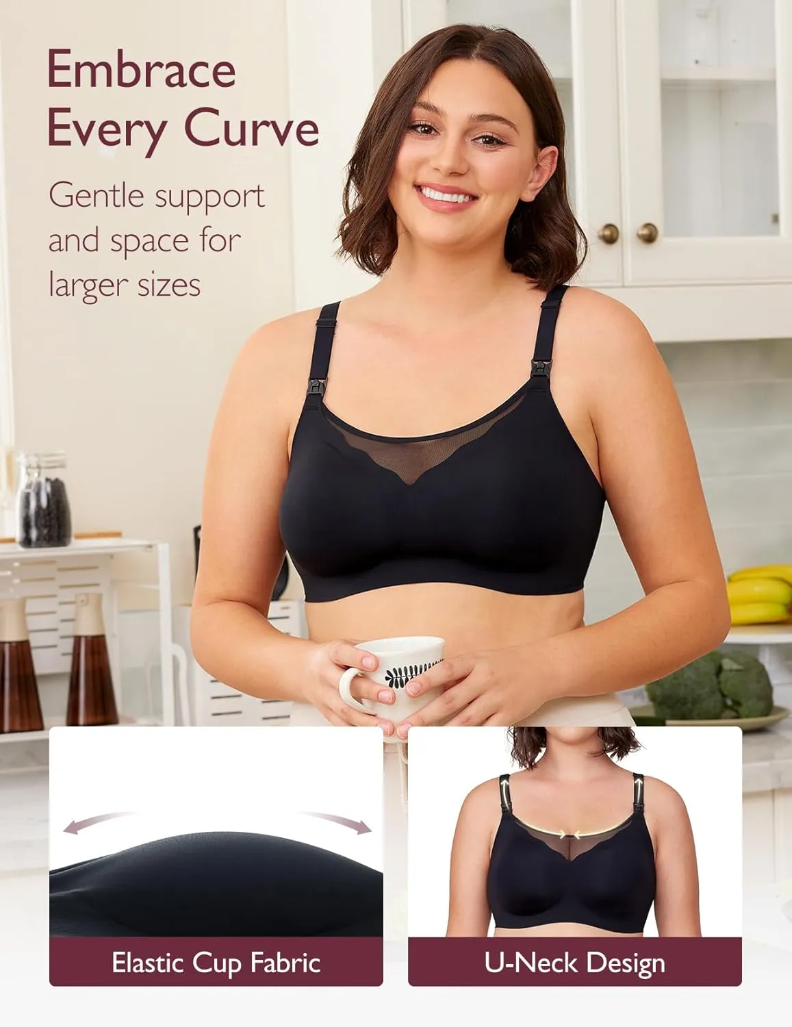 Momcozy Nursing Bras for Breastfeeding, Breathable Mesh Nursing Bras Comfort Maternity Bra Wireless Pregnancy Sleep Bra