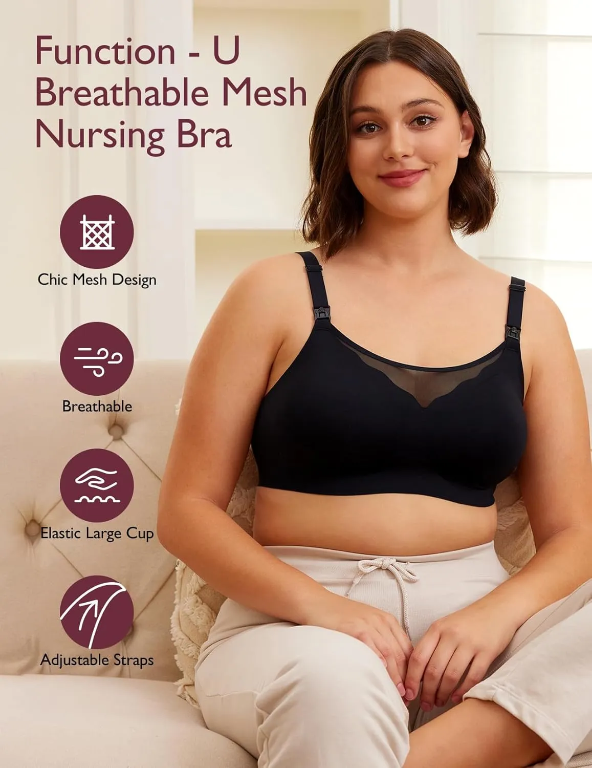 Momcozy Nursing Bras for Breastfeeding, Breathable Mesh Nursing Bras Comfort Maternity Bra Wireless Pregnancy Sleep Bra