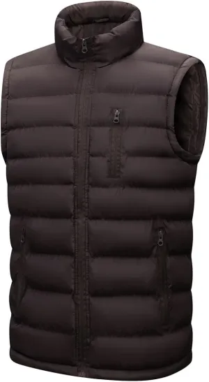 Msmsse Men's Winter Outerwear Vests Puffer Fleece Lined Quilted Vest Casual Sleeveless Jacket