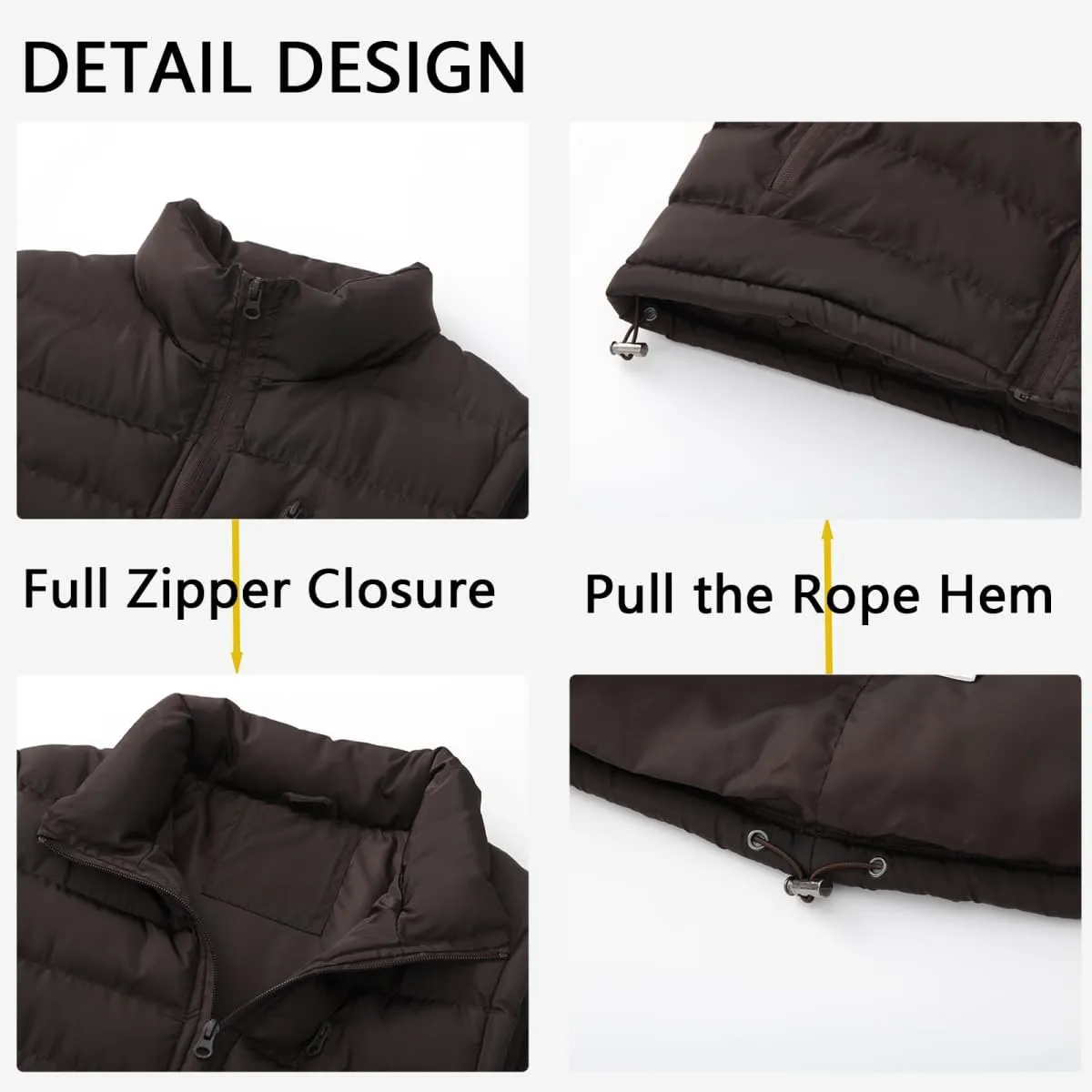 Msmsse Men's Winter Outerwear Vests Puffer Fleece Lined Quilted Vest Casual Sleeveless Jacket