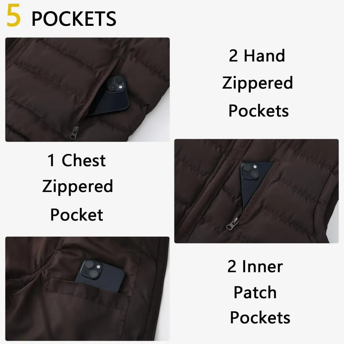 Msmsse Men's Winter Outerwear Vests Puffer Fleece Lined Quilted Vest Casual Sleeveless Jacket